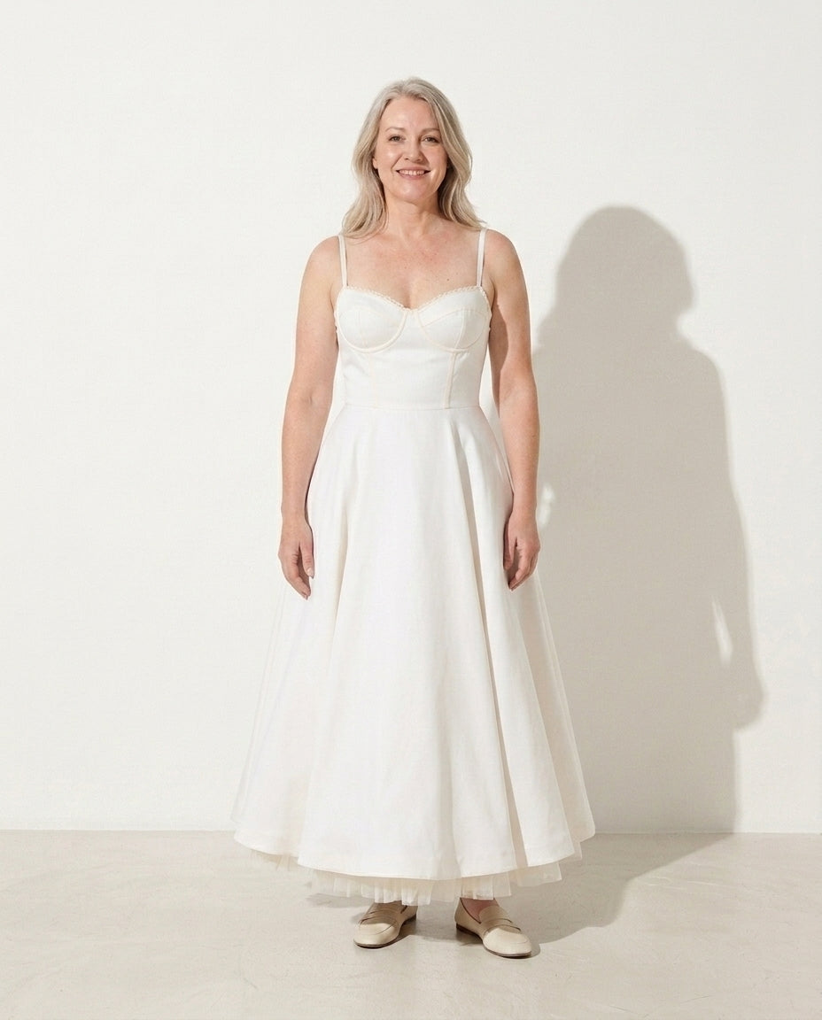 Ursula | Forever Unique Dresses Corset Tulle Midi Occasion — White