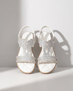 Maelys | Boho Embellished Wedding Shoes Strappy Flat Sandals — White