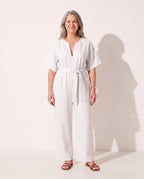 Ingrid | Strapless Wide Leg Linen Jumpsuit Summer Casual — White