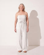Dominique | Strapless Wide Leg Linen Jumpsuit Women Holiday — White