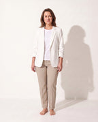 Persephone | Womens Velvet Blazer One Button Tailored Jacket — White