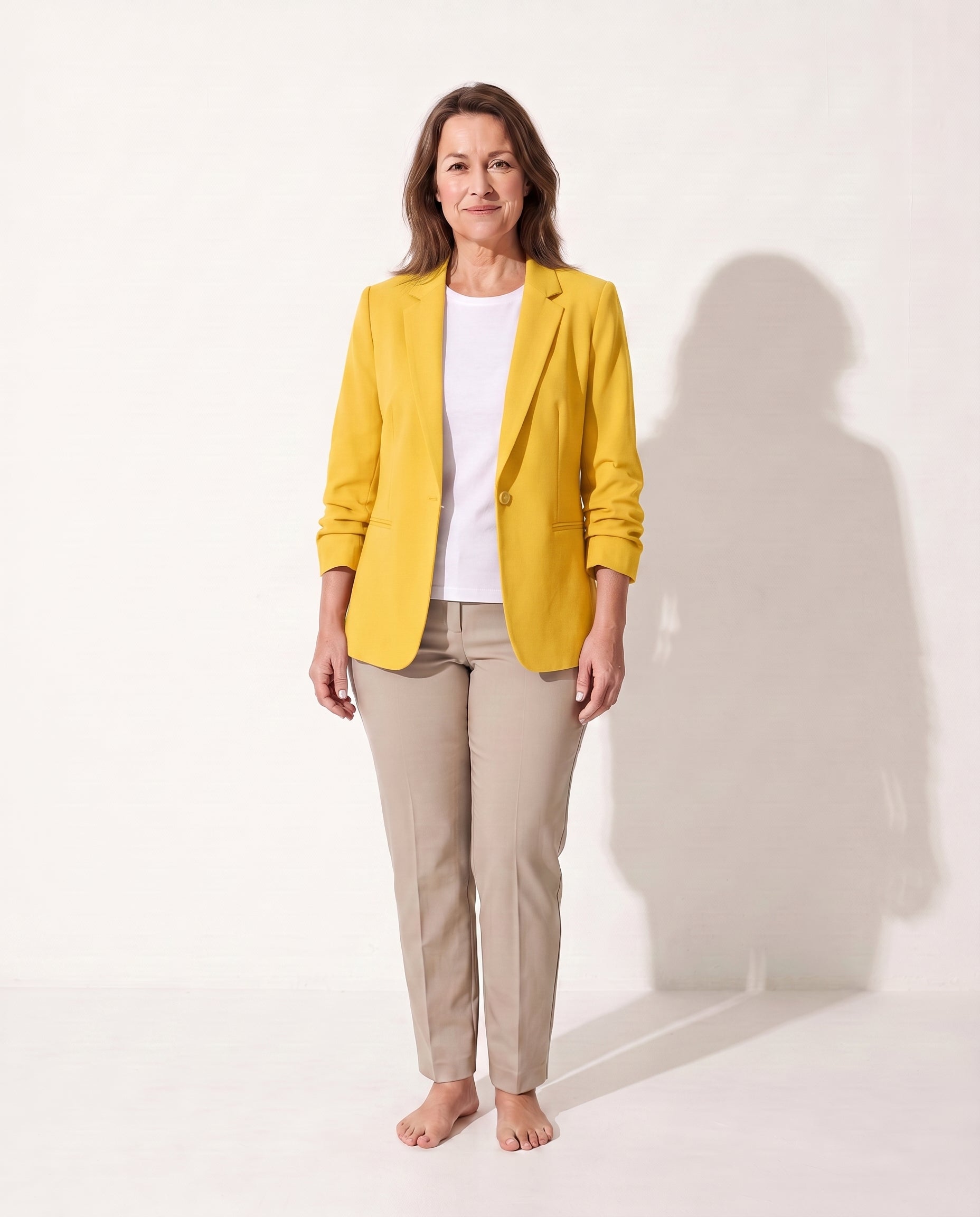 Persephone | Womens Velvet Blazer One Button Tailored Jacket — Yellow