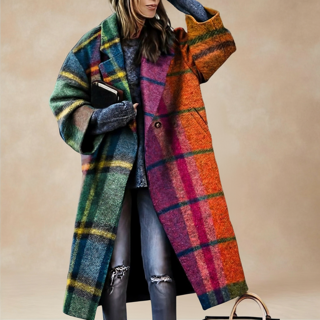 Vivienne | Double Breasted Black Herringbone Wool Trench Coat