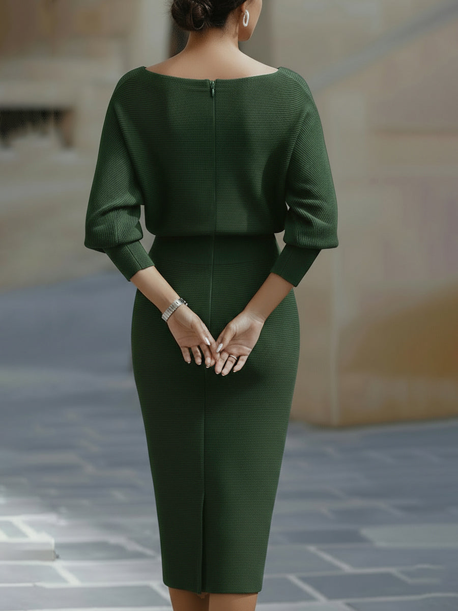 Faustine | Draped Halter Batwing Midi Garden Party Dress