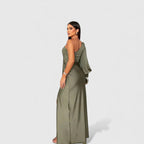 Vivienne | Long Sleeve Satin Maxi Dress Wedding Guest Evening