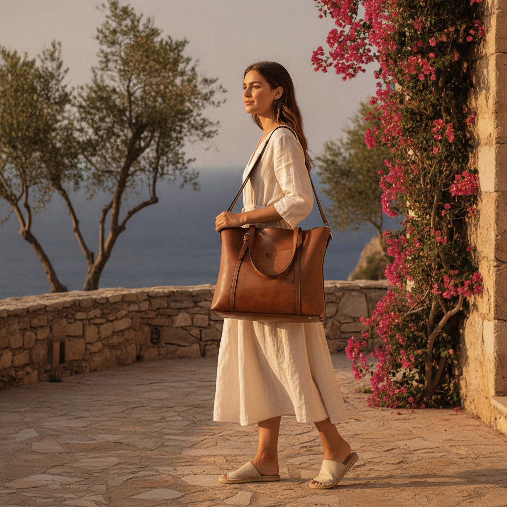Mirabelle | Genuine Leather Tote Bag With Crossbody Strap
