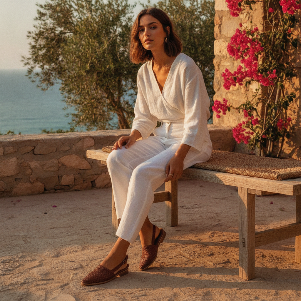 Marguerite | Woven Vegan Leather Flat Shoes For Summer