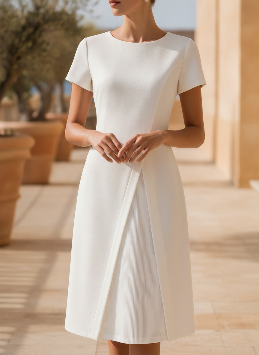 Zara | Women Pleated A-Line Short Sleeve Dress Smart Casual