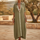 Valentina | Short Sleeve Collared Maxi Shirt Dress for Summer