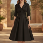 Evangeline | Women V-Shape Satin Coat Dress Evening Occasion