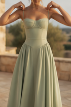 Mirabelle | Corset Adjustable Spaghetti Strap Midi Dress