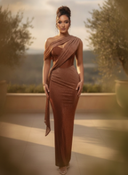 Juliette | Draped Asymmetric Statement Maxi Evening Dress