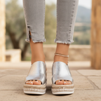 Dominique | Supportive Comfort Wedge Sandals with Metallic Finish