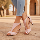 Theodora | Cushioned Heeled Sandals With Cut-Out Detail