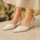 Arabella | Embroidered Mesh Mule Heels Pointed Toe Wedding Guest