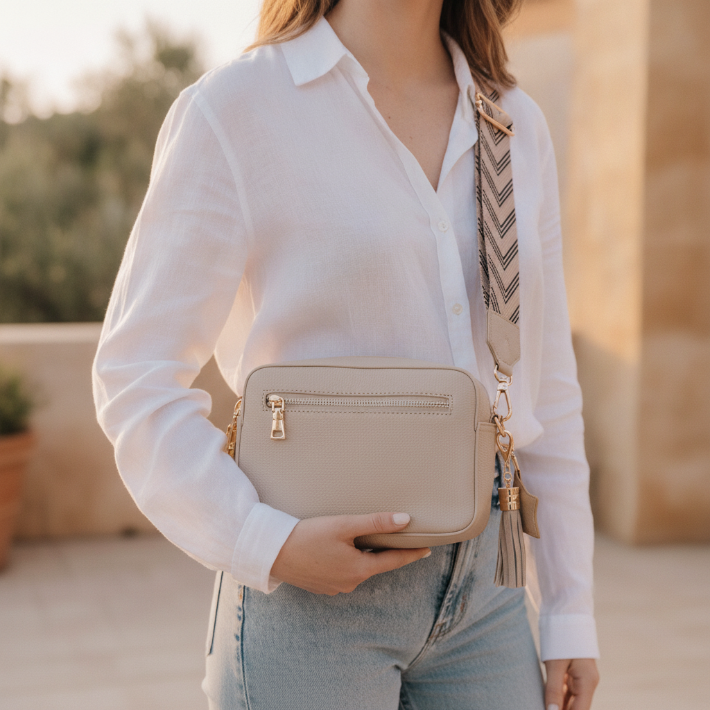 Aurelia | Soft Grain Leather Crossbody Sling Bag Calma Stone