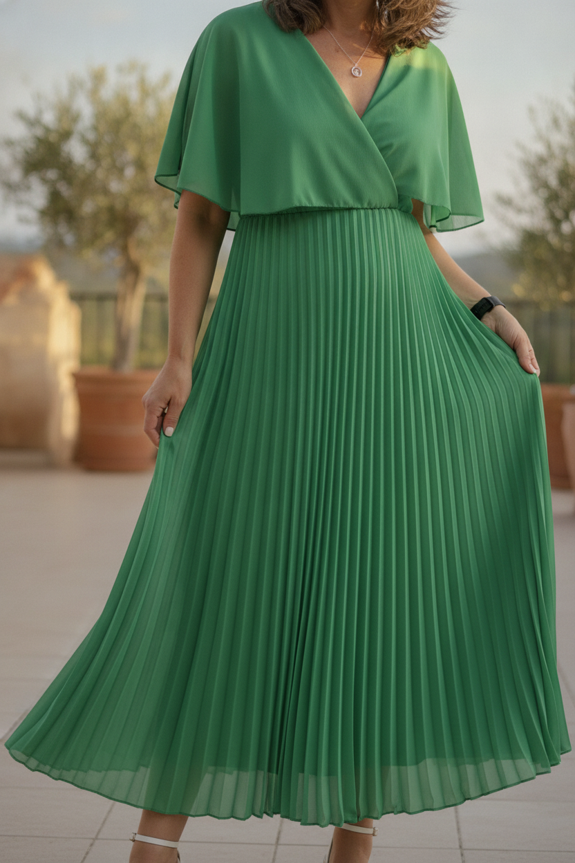 Penelope | Pleated Chiffon Midi Dress For Weddings & Occasions