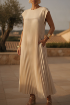 Bridget | Sleeveless Pleated Chiffon Midi Dress