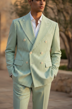 Barnaby | Men Seersucker Double Breasted 2-Piece Wedding Guest Suit