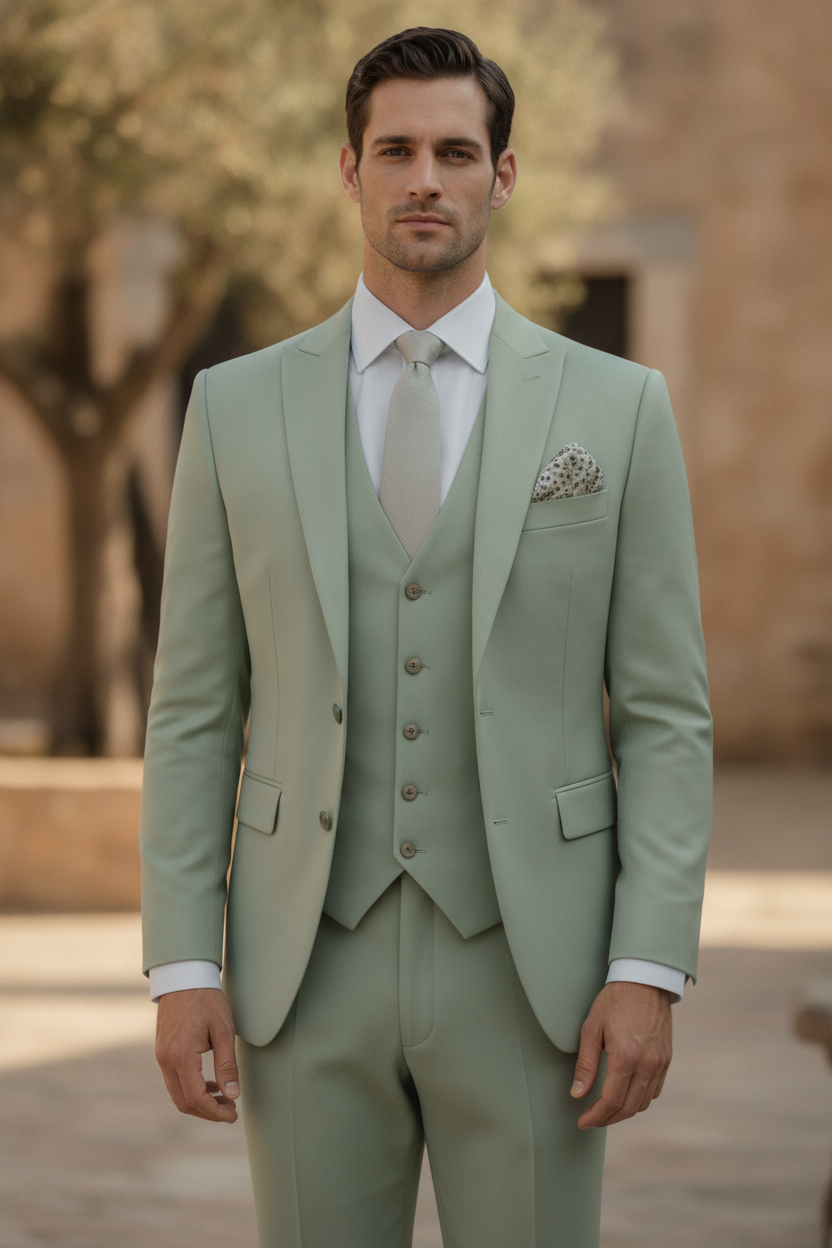 Leopold | Men Slim Fit 3-Piece Wedding Guest Peak Lapel Suit