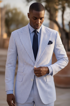 Wilhelm | Men Seersucker Double Breasted 2-Piece Wedding Guest Suit