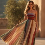 Philippa | Women Strapless Pleated Maxi Summer Garden Party Dress