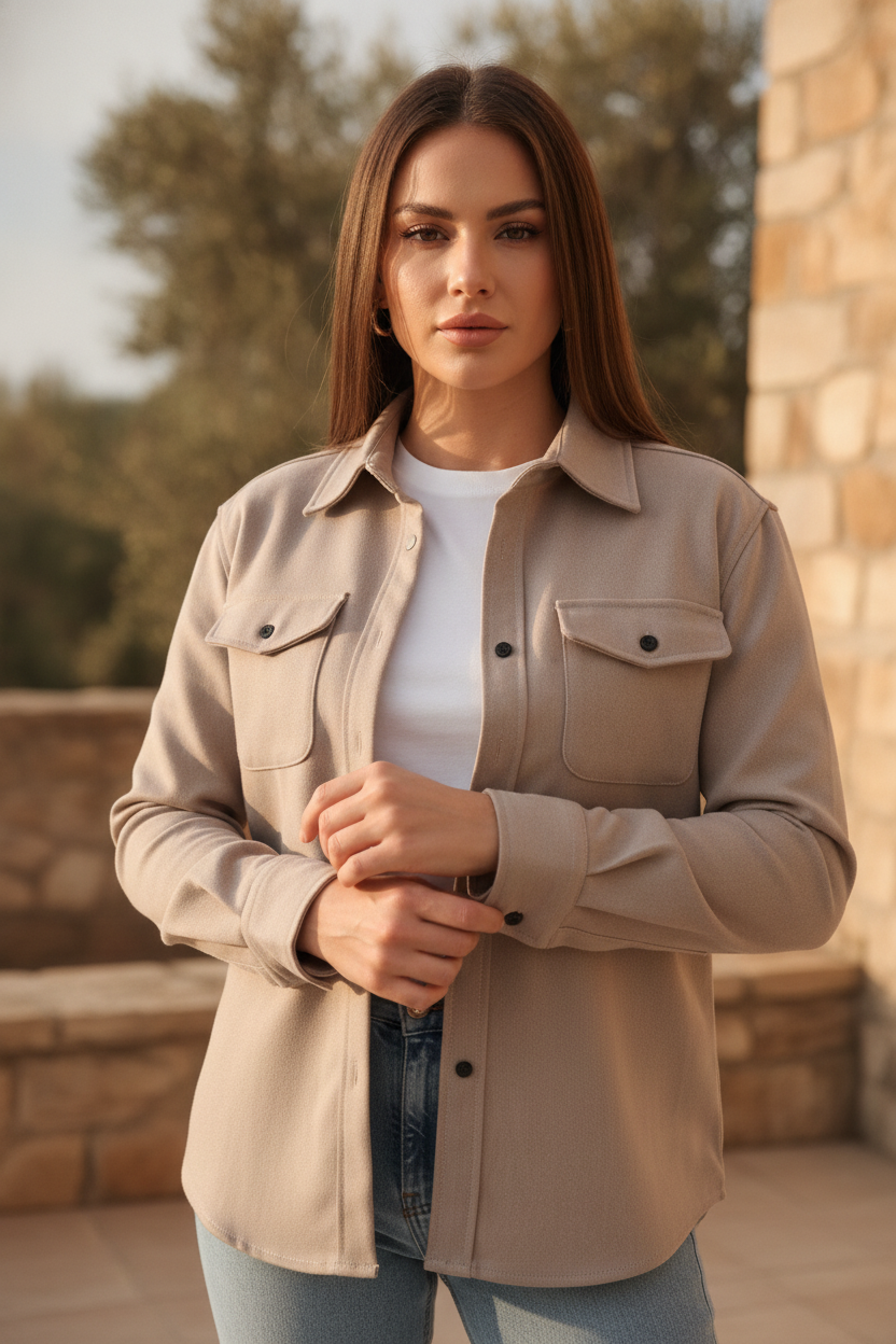 Tatiana | Button Up Overshirt Jacket with Chest Pockets