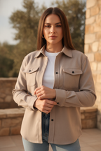 Tatiana | Button Up Overshirt Jacket with Chest Pockets
