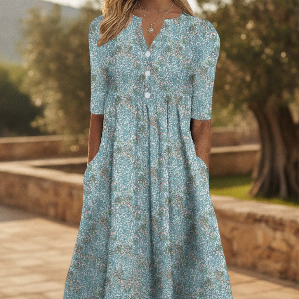 Juliette | Women's Floral Print Buttoned Midi Dress
