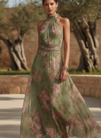 Anouk | Floral Wrapped Halter Maxi Dress Garden Party