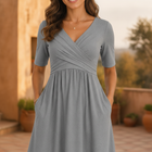Francesca | Sleeved Babydoll Home Dress With Pockets