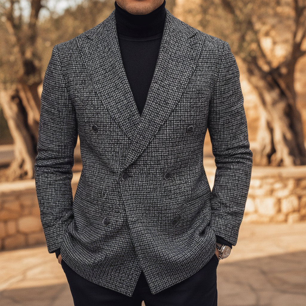 Lorenzo | Men Tailored Blazer Checked Double Breasted Smart