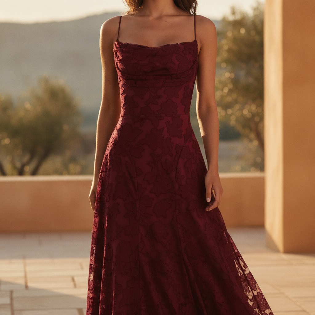 Octavia | Ruched Spaghetti Strap A-Line Maxi Dress
