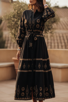 Constance | Boho Printed Belted Midi Garden Party Dress