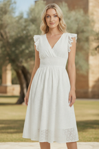 Edith | Eyelet Babydoll Garden Party Dress With Smocked Waist