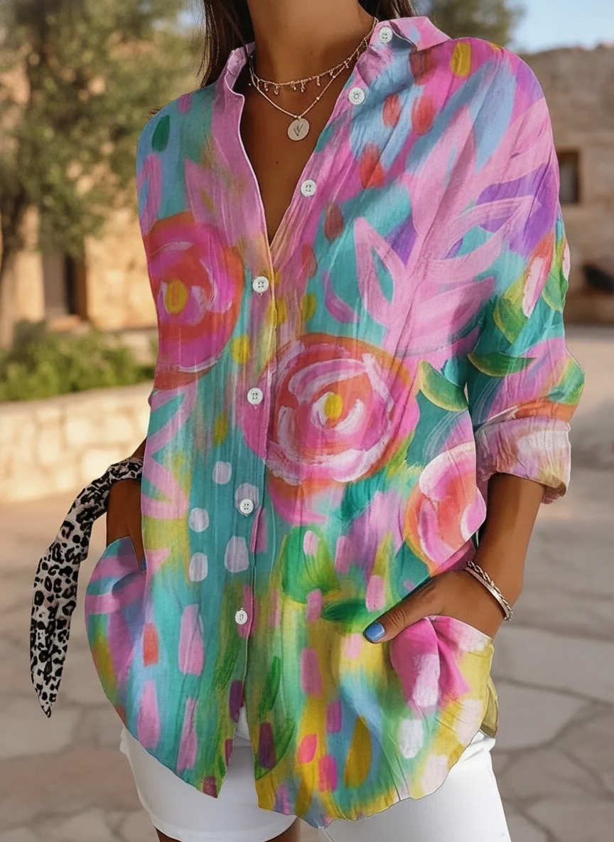 Ingrid | Relaxed Fit Colourful Abstract Print Blouse