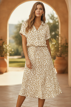 Camille | Boho Midi Garden Party Dress With Polka Dots