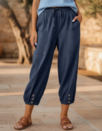 Manon | Women's Cropped Coastal Balloon Pants With Drawstring