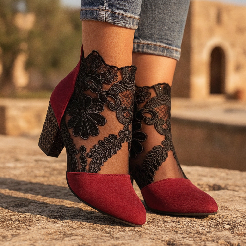 Rosaline | Heeled Ankle Boots With Lace Detail For Every Day