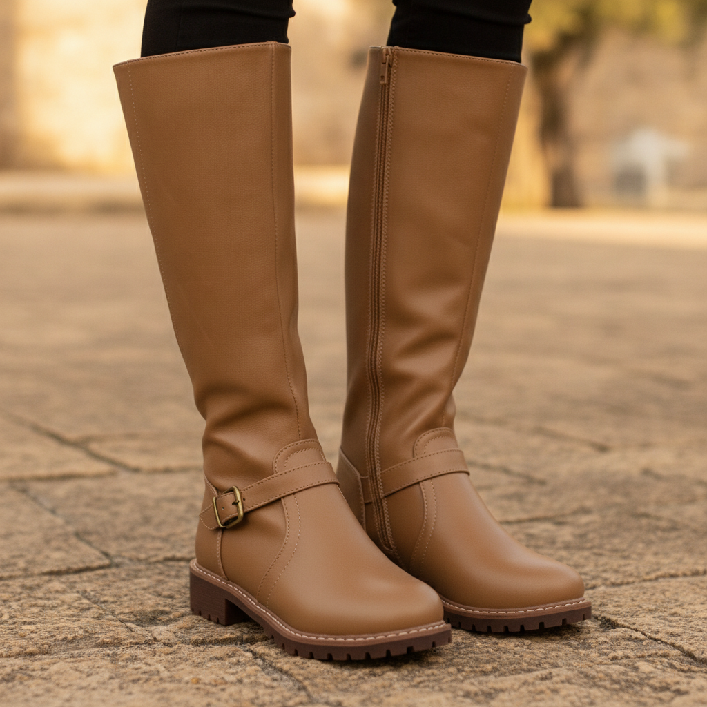 Coralie | Women's Knee-High Boots with Buckle Detail