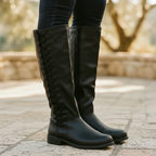 Adeline | Women's Lace-Up Knee-High Boots In Leather-Look