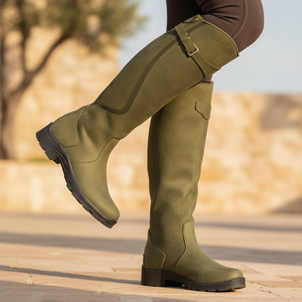 Quintessa | Women's Knee-High Hiking Boots with Buckle Detail