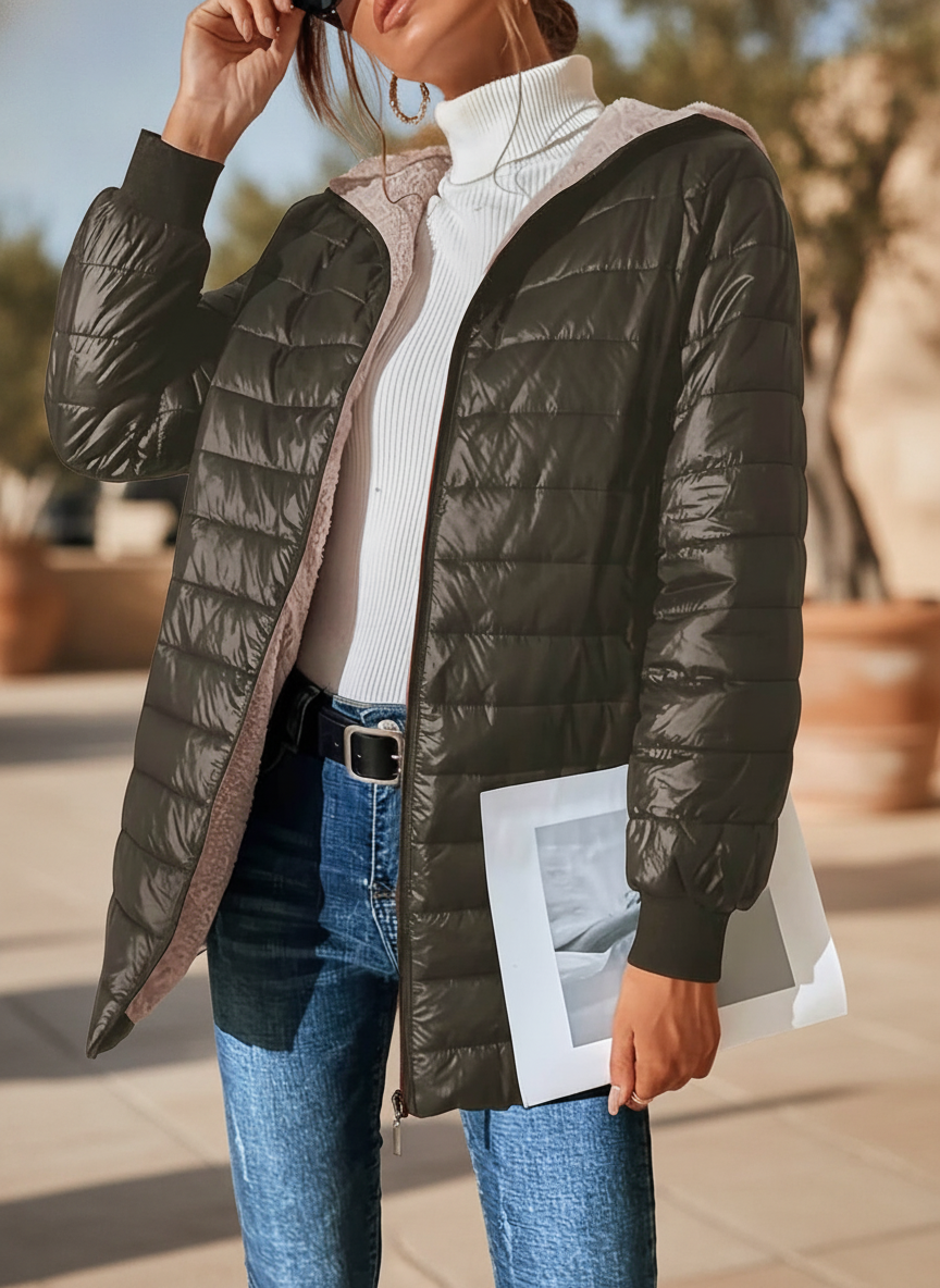 Margaux | Lightweight Puffer Jacket with Hood and Ribbed Cuffs