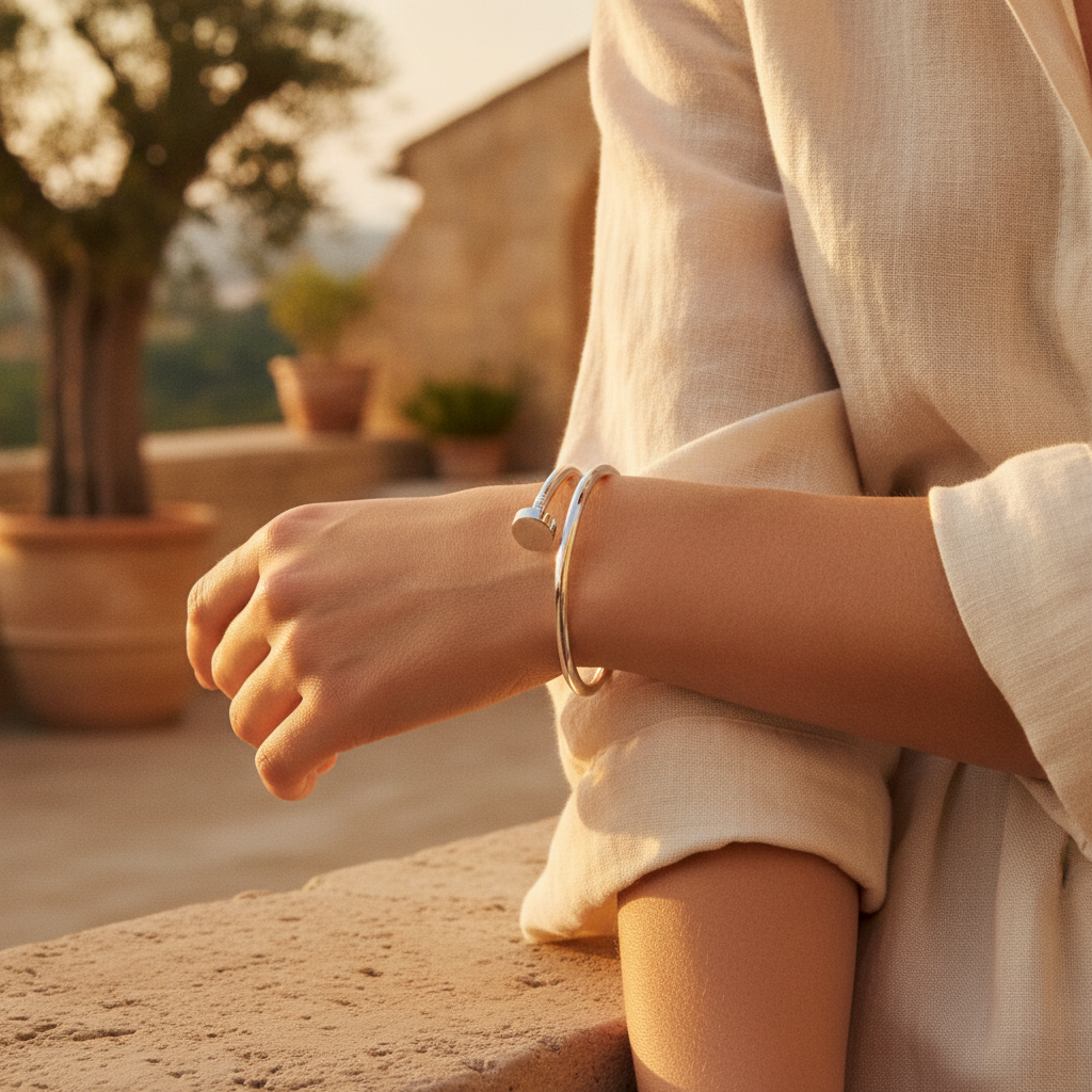 Yolanda | Polished Silver Bracelet With Bold Statement Design
