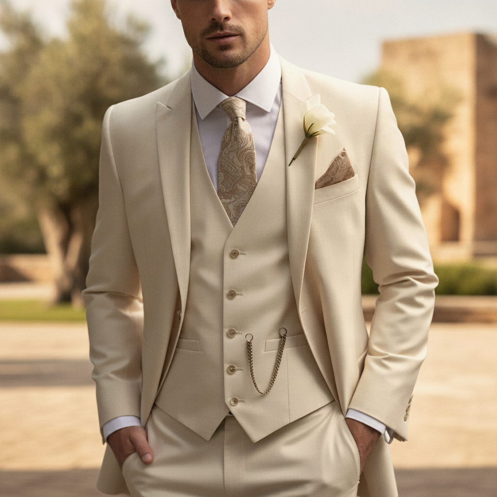 Vincent | Men Three Piece Wedding Suit Jacket Waistcoat Trousers