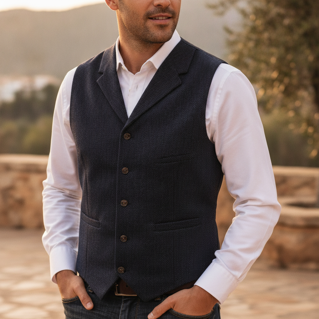 Zephyr | Men Suit Gilette Waistcoat Navy Grey Brown