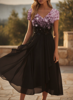 Albane | Floral Chiffon Cocktail Evening Wedding Guest Dress