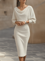 Faustine | Draped Halter Batwing Midi Garden Party Dress