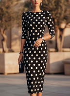 Hermione | Halter Neck Bodycon Dot Dress Midi Cocktail