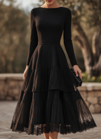 Giselle | Long Sleeve Tiered Lace A-Line Occasion Midi Dress